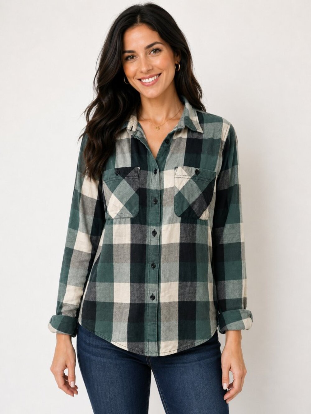 Denim & Supply Ralph Lauren Green Plaid Button-Down Shirt L NWT Cotton Grunge